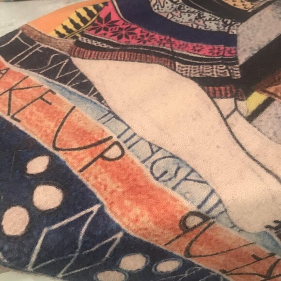 Yesno Bear Sweater Womens Large Abstract Print Wool Blend Artsy Loose Fit Boho - Picture 6 of 9